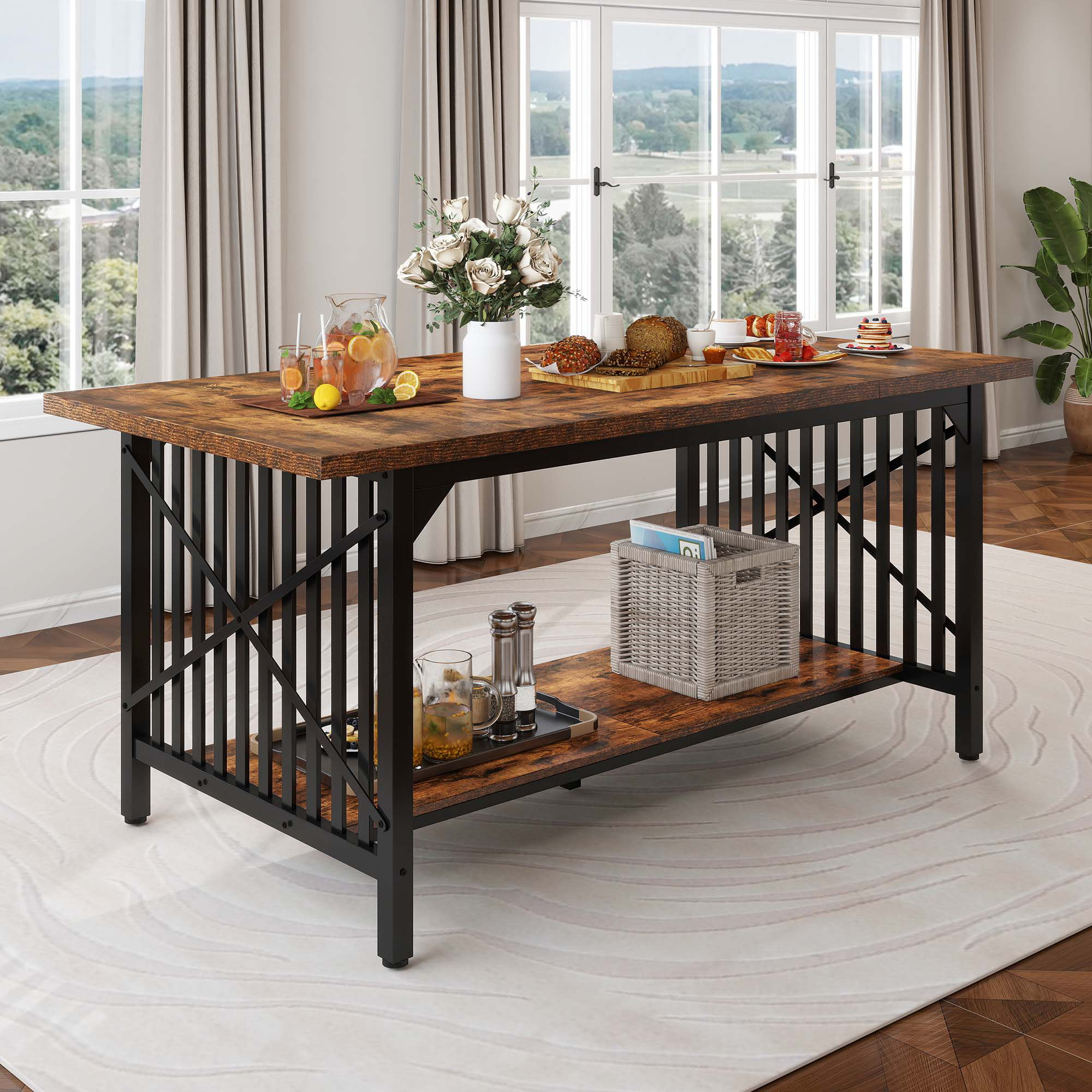 Willa Arlo™ Interiors 70" Metal Base Dining Table, Rectangular Kitchen ...